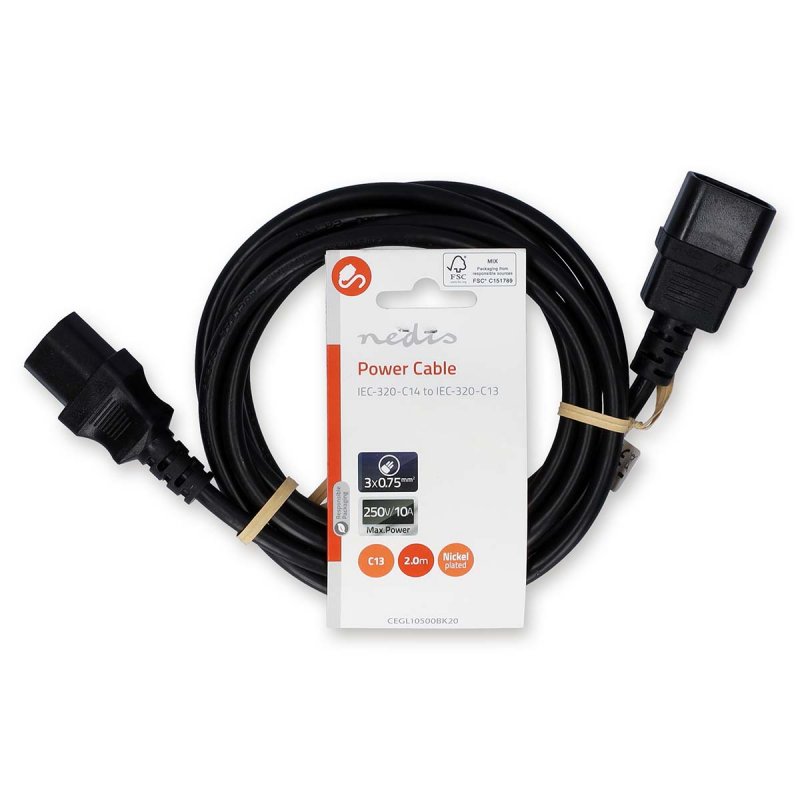 Napájecí kabel | IEC-320-C14  CEGL10500BK20 - obrázek č. 2