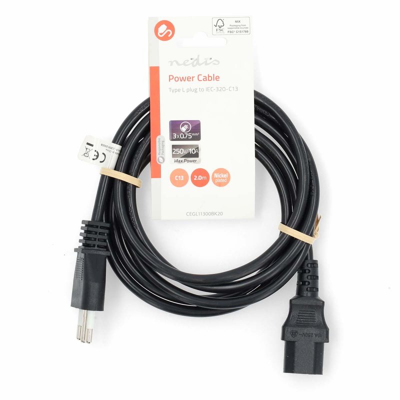 Napájecí kabel | Itálie Zástrčka  CEGL11300BK20 - obrázek č. 2