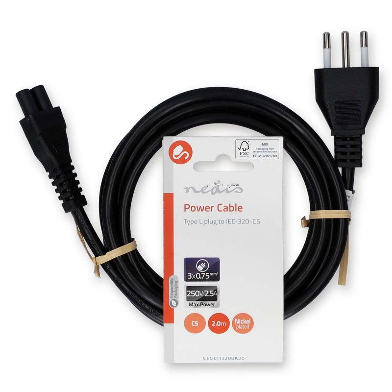 Napájecí kabel | Itálie Zástrčka  CEGL11320BK20 - obrázek č. 2