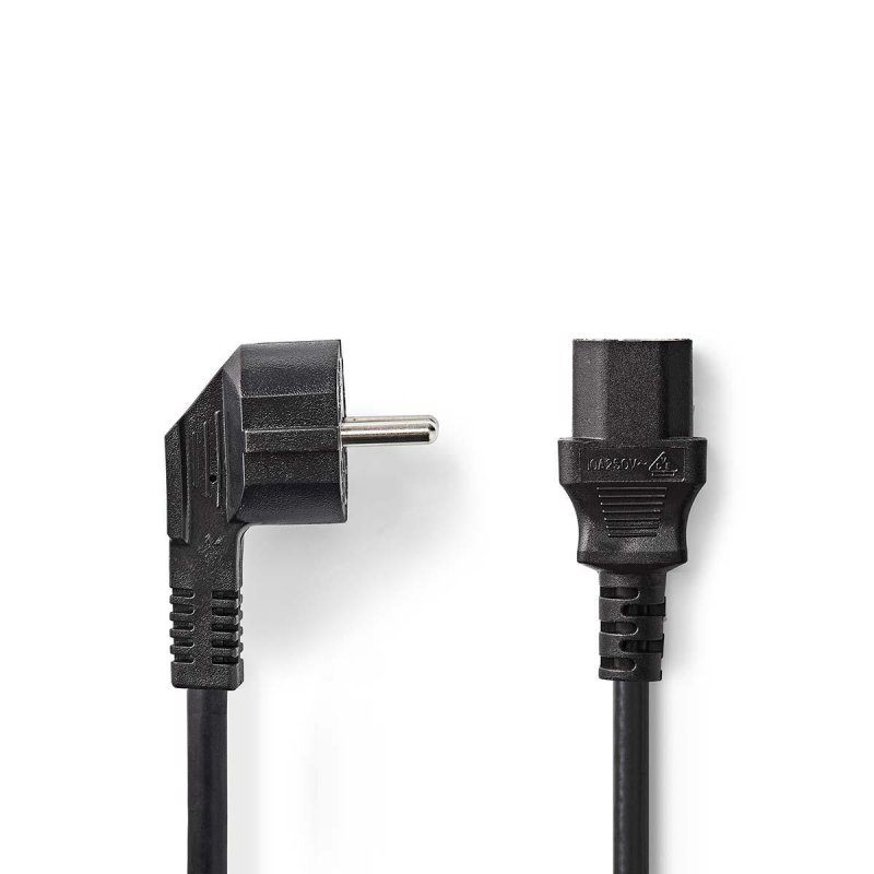 Napájecí kabel | Typ F Zástrčka | IEC-320-C13 | Úhlový | Přímý | Poniklované | 10.0 m | Kulatý | PVC | Černá | Obálka - obrázek č. 1