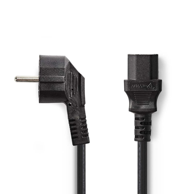 Napájecí kabel | Typ F Zástrčka | IEC-320-C13 | Úhlový | Přímý | Poniklované | 2.00 m | Kulatý | PVC | Černá | Obálka - obrázek č. 1
