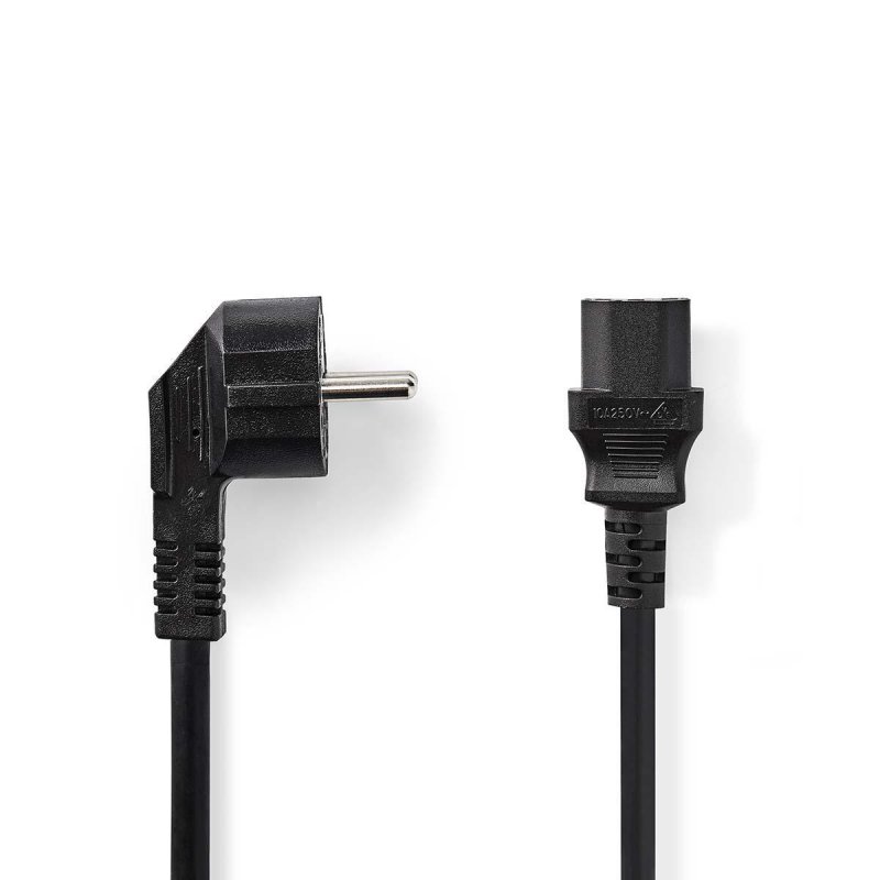 Napájecí kabel | Typ F Zástrčka | IEC-320-C13 | Úhlový | Přímý | Poniklované | 5.00 m | Kulatý | PVC | Černá | Obálka - obrázek produktu
