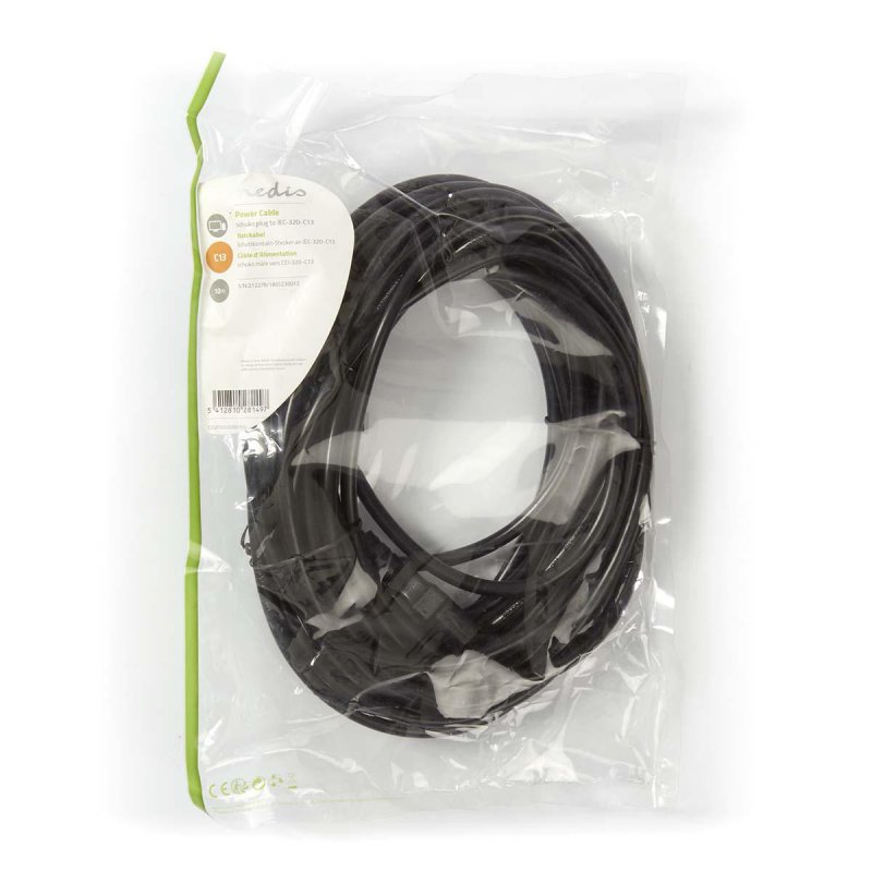 Napájecí kabel | Typ F Zástrčka | IEC-320-C13 | Přímý | Přímý | Poniklované | 10.0 m | Kulatý | PVC | Černá | Obálka - obrázek č. 3