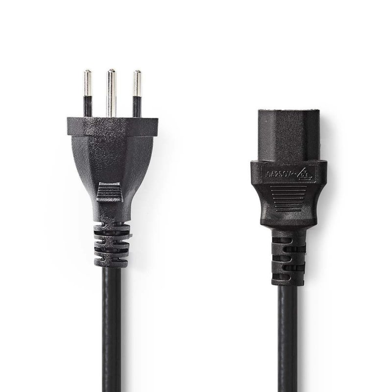 Napájecí kabel | CH Typ 12 | IEC-320-C13 | Přímý | Přímý | Poniklované | 2.00 m | Kulatý | PVC | Černá | Obálka - obrázek produktu