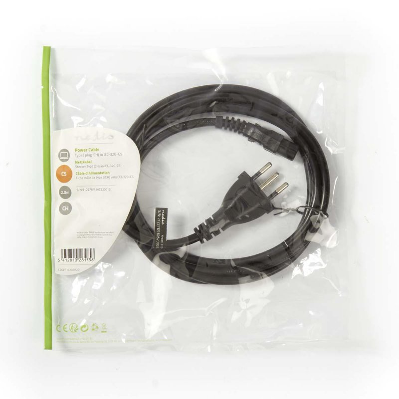 Napájecí kabel | CH Typ 12 | IEC-320-C5  CEGP11220BK20 - obrázek č. 3