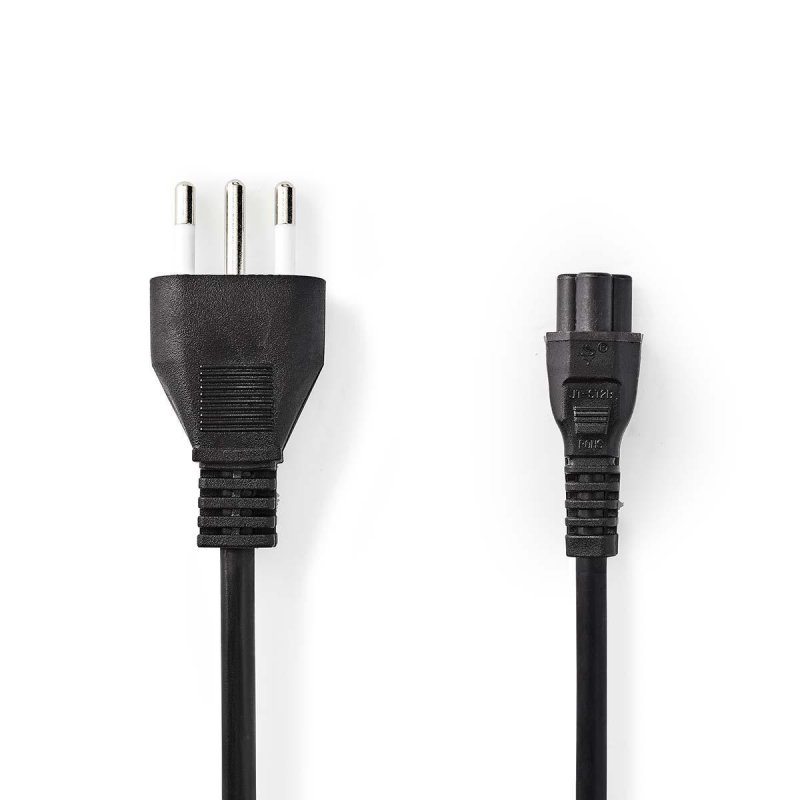 Napájecí kabel | Itálie Zástrčka | IEC-320-C5 | Přímý | Přímý | Poniklované | 2.00 m | Kulatý | PVC | Černá | Obálka - obrázek produktu
