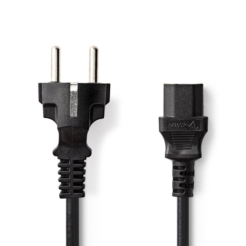 Napájecí kabel | Typ F Zástrčka | IEC-320-C13 | Přímý | Přímý | Poniklované | 2.00 m | Kulatý | PVC | Černá | Štítek - obrázek produktu