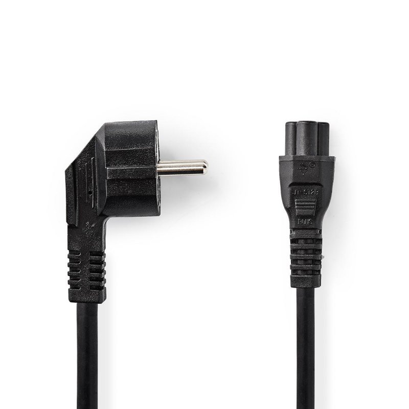 Napájecí kabel | Typ F Zástrčka | IEC-320-C5 | Úhlový 90° | Přímý | Poniklované | 2.00 m | 2.00 m | Kulatý | PVC | Černá | Štíte - obrázek produktu