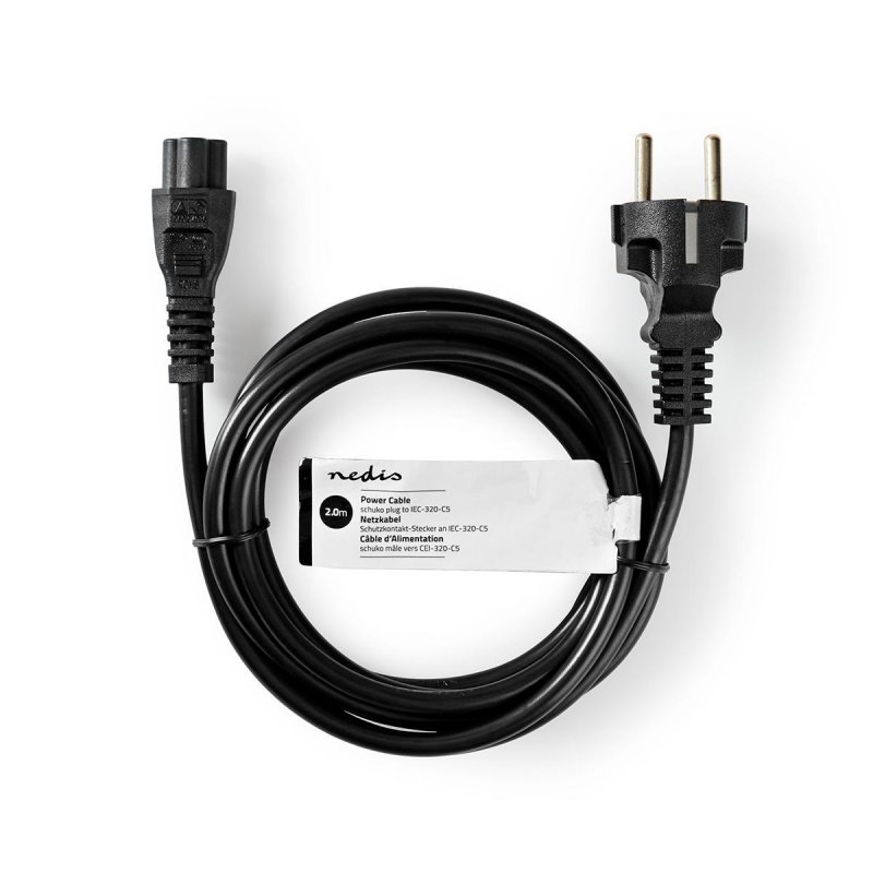Napájecí kabel | Typ F Zástrčka | IEC-320-C5 | Přímý | Přímý | Poniklované | 2.00 m | Kulatý | PVC | Černá | Štítek - obrázek č. 2