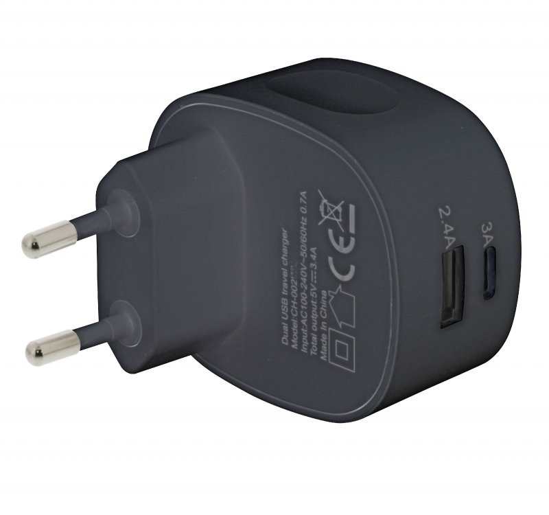 Nabíječka 2-Výstupy 3.4 A USB / USB-C Černá - obrázek č. 4