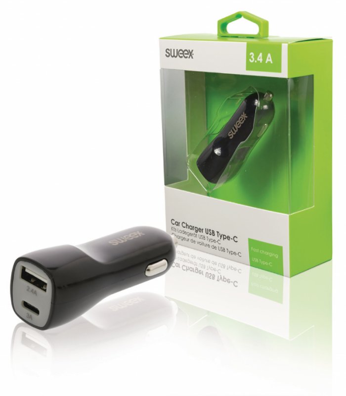 Nabíječka Do Auta 2-Výstupy 3.4 A USB / USB-C Černá - obrázek produktu
