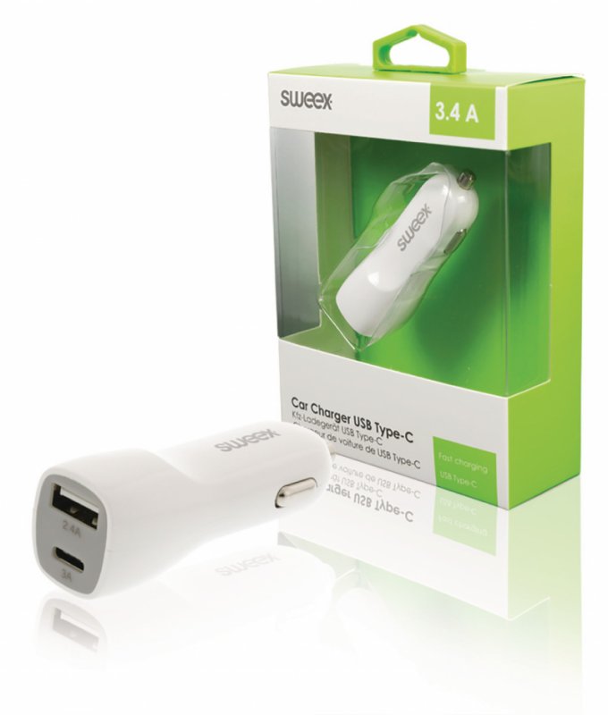 Nabíječka Do Auta 2-Výstupy 3.4 A USB / USB-C Bílá - obrázek produktu