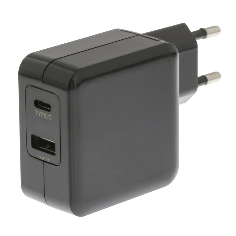 Nabíječka 2-Výstupy 4.8 A USB / USB-C Černá - obrázek č. 1