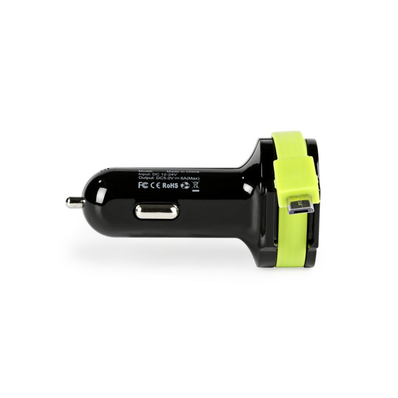 Nabíječka Do Auta 3-Výstupy 6 A 2x USB / Micro USB Černá/Zelená CH-023BL - obrázek č. 5