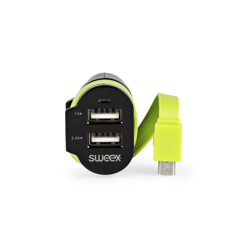 Nabíječka Do Auta 3-Výstupy 6 A 2x USB / Micro USB Černá/Zelená CH-023BL - obrázek č. 1