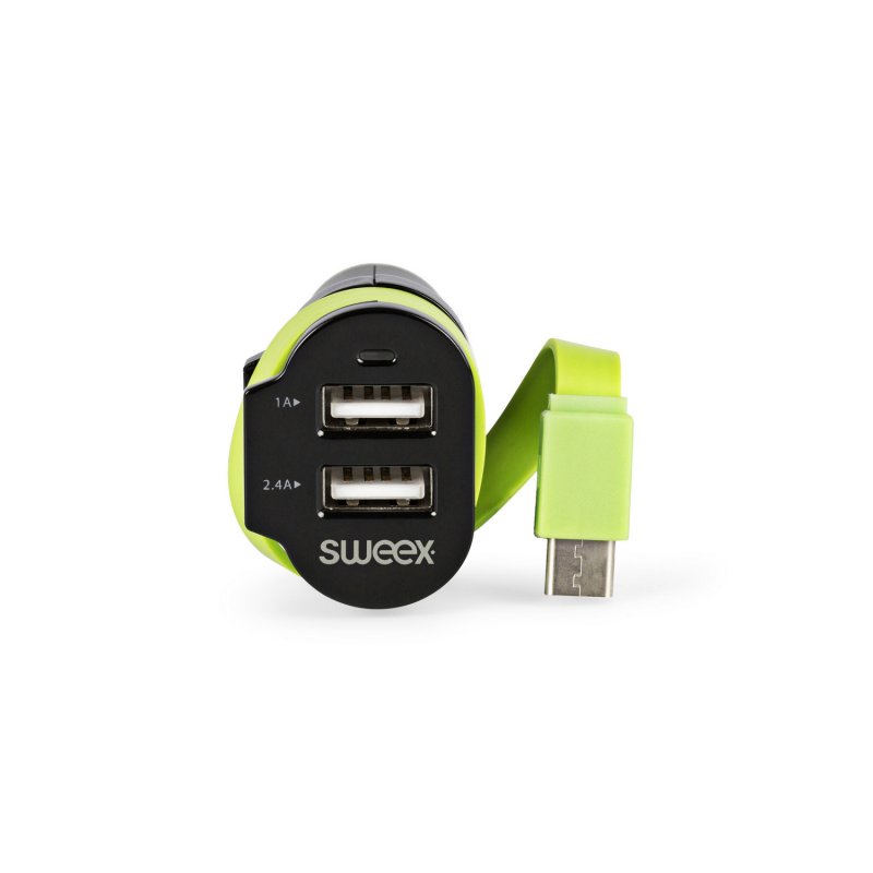 Nabíječka Do Auta 3-Výstupy 6 A 2x USB / USB-C Černá/Zelená - obrázek č. 1