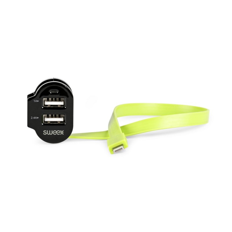 Nabíječka Do Auta 3-Výstupy 6 A 2x USB / Apple Lightning Černá/Zelená - obrázek č. 6