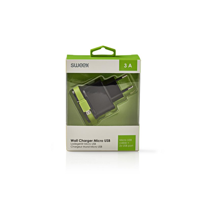 Nabíječka 3-Výstupy 3 A 2x USB / Micro USB Černá/Zelená - obrázek č. 4