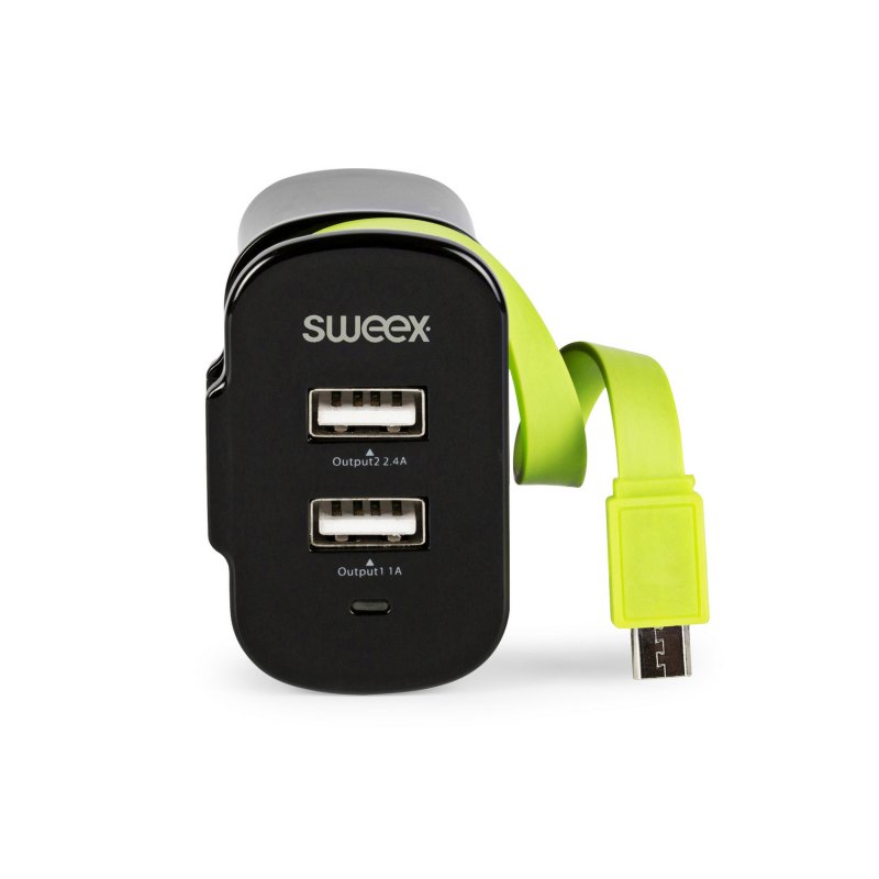 Nabíječka 3-Výstupy 3 A 2x USB / Micro USB Černá/Zelená - obrázek č. 1