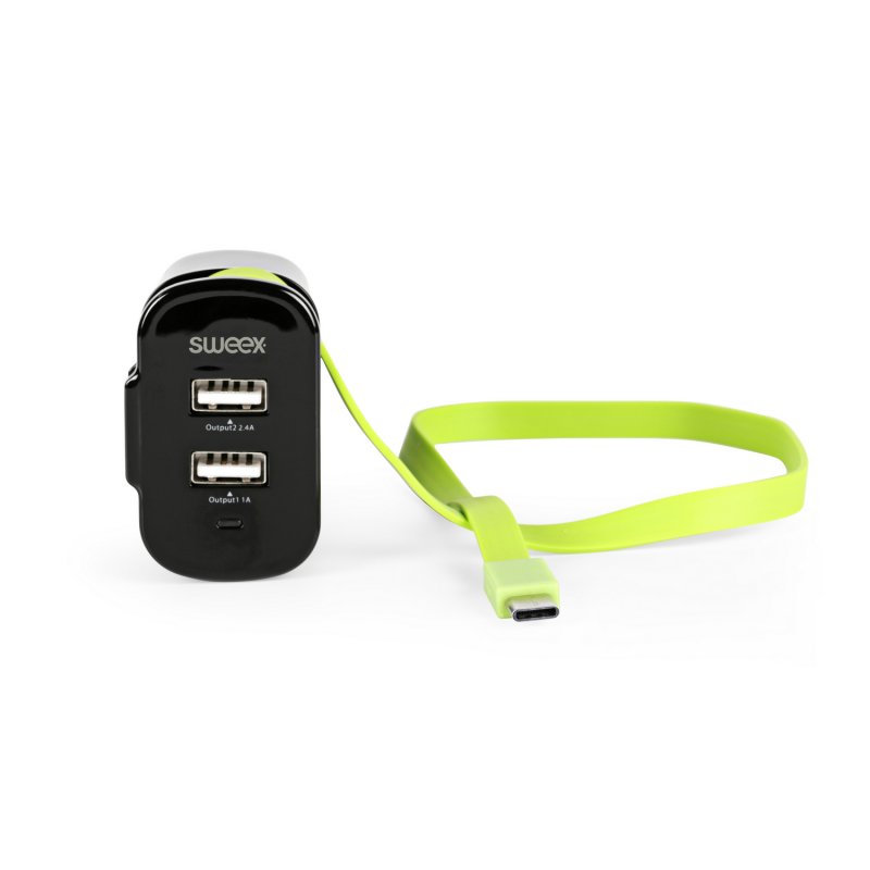 Nabíječka 3-Výstupy 3 A 2x USB / USB-C Černá/Zelená - obrázek č. 5