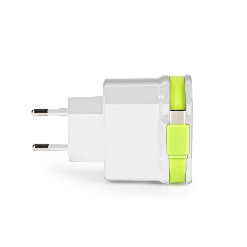 Nabíječka 3-Výstupy 3 A 2x USB / USB-C Bílá/Zelená - obrázek č. 1