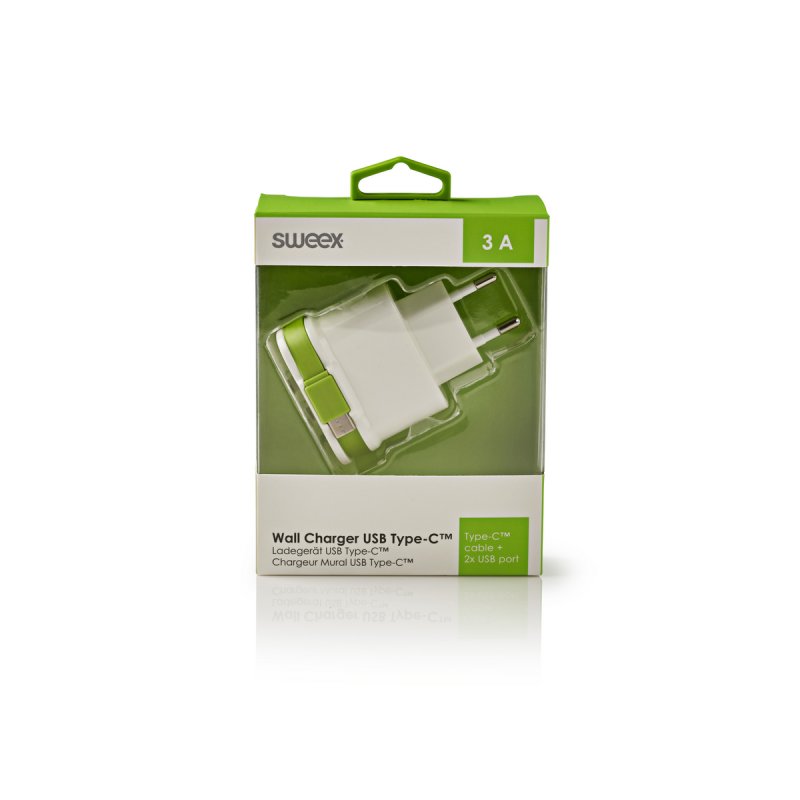 Nabíječka 3-Výstupy 3 A 2x USB / USB-C Bílá/Zelená - obrázek č. 3