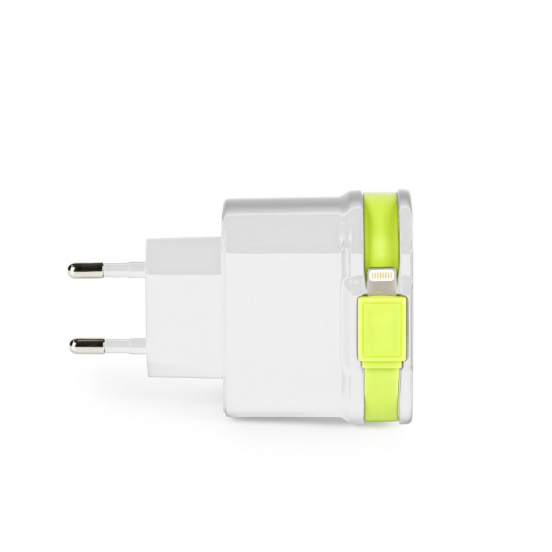 Nabíječka 3-Výstupy 3 A 2x USB / Apple Lightning Bílá/Zelená - obrázek č. 1