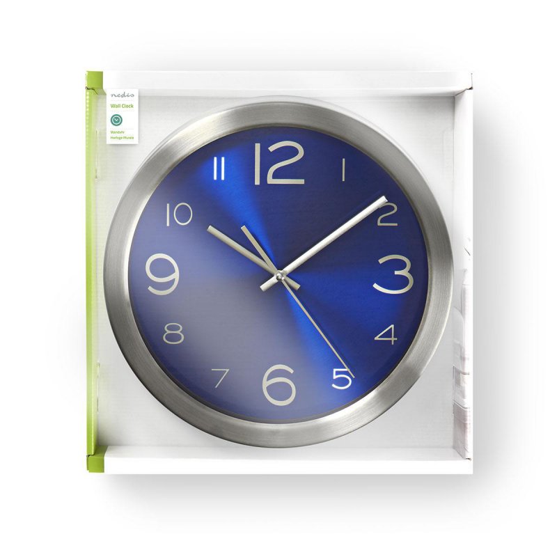 Nástěnné hodiny | Průměr: 300 mm | Nerezová Ocel | Modrá / Stříbrná - obrázek č. 2