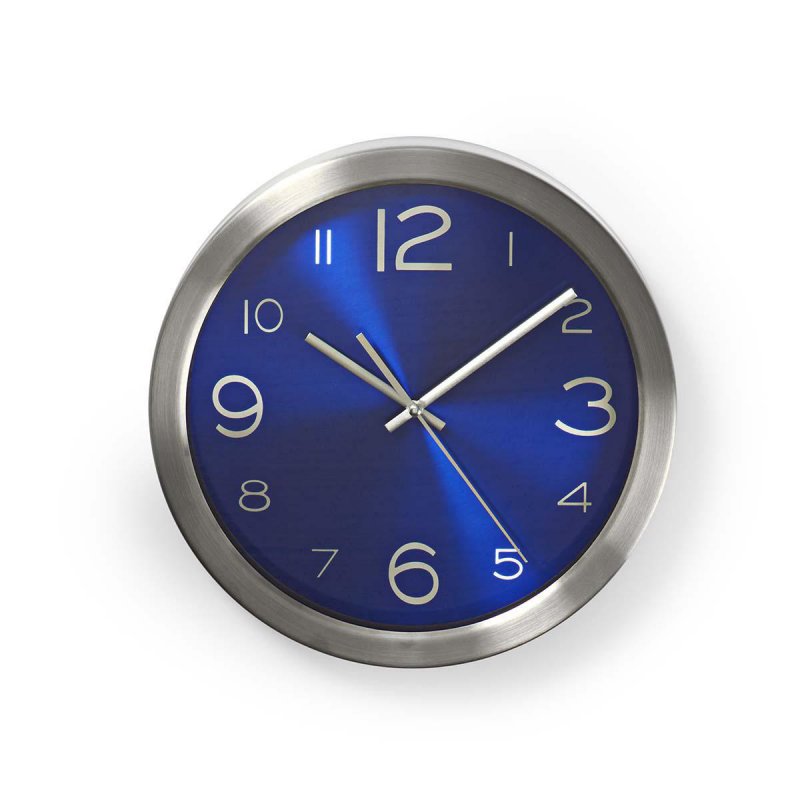 Nástěnné hodiny | Průměr: 300 mm | Nerezová Ocel | Modrá / Stříbrná - obrázek produktu
