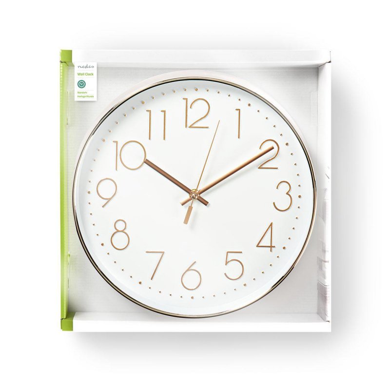 Nástěnné hodiny | Průměr: 300 mm | Plast | Bílá / Růžové Zlato - obrázek č. 2