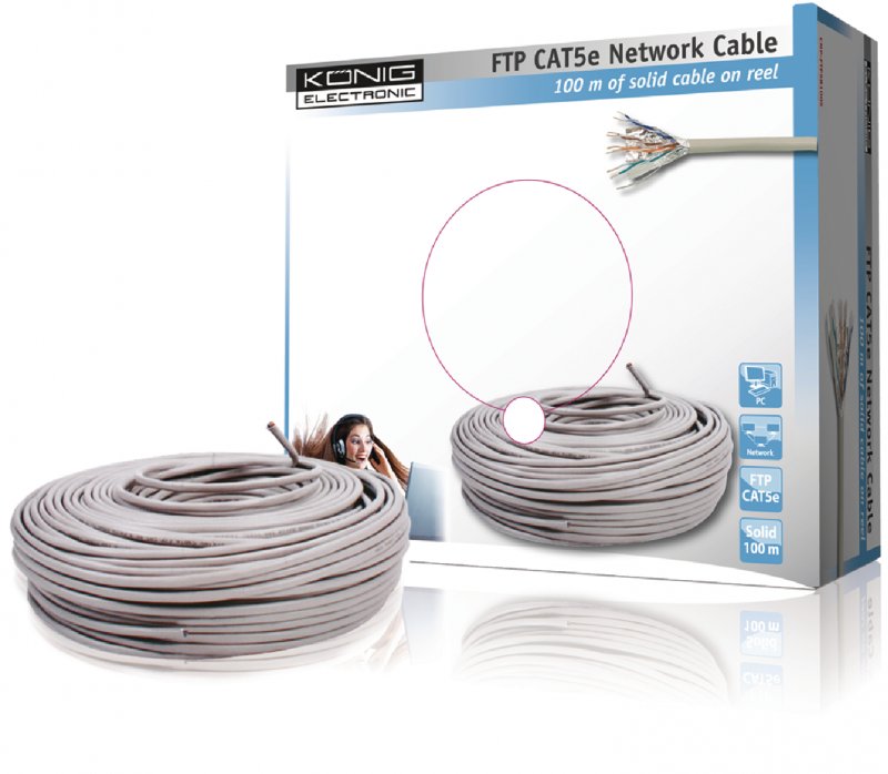 Síťový Kabel na Cívce Cat5E F/UTP Pull Box 100 m Šedá Drát - obrázek produktu