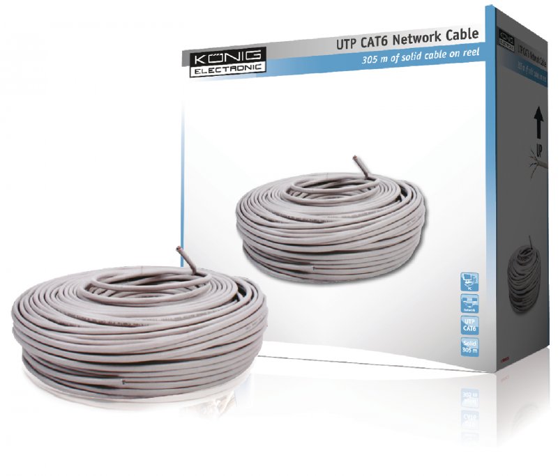 Síťový Kabel na Cívce Cat6 UTP 305 m Šedá Drát - obrázek produktu