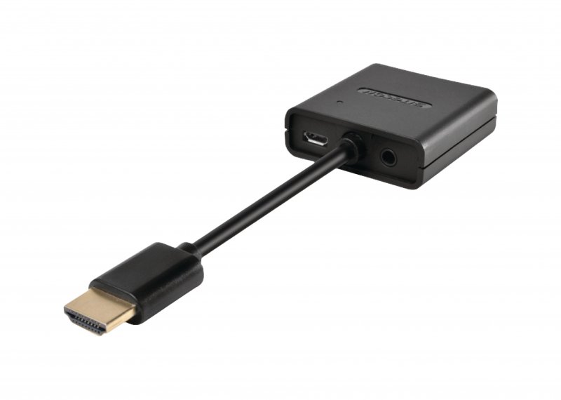Adaptér High Speed HDMI HDMI - VGA Zásuvka + 3.5mm Zásuvka / USB Micro B Zásuvka Černá - obrázek č. 1