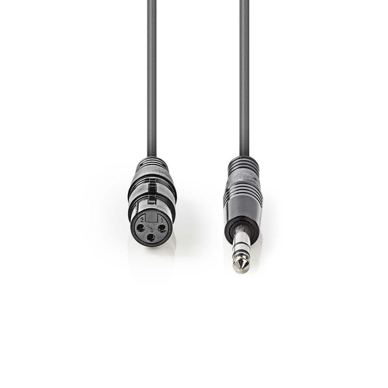 Vyvážený Audio kabel | XLR 3kolíková Zásuvka | Muž 6,35 mm | Poniklované | 1.50 m | Kulatý | PVC | Tmavě šedá | Karton - obrázek č. 1