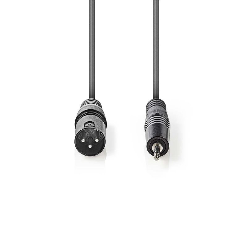 Vyvážený Audio kabel | XLR 3pinový Zástrčka | 3,5 mm Zástrčka | Poniklované | 3.00 m | Kulatý | PVC | Tmavě šedá | Karton - obrázek č. 1