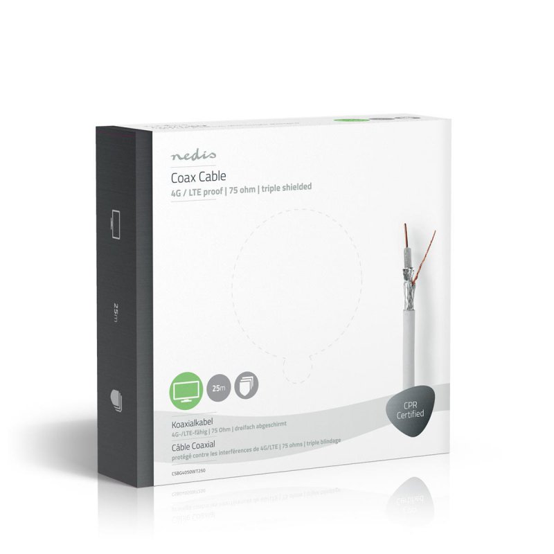Koaxiální Kabel | 4G / LTE | 75 Ohm | 3x Stíněný | 25m - obrázek č. 3