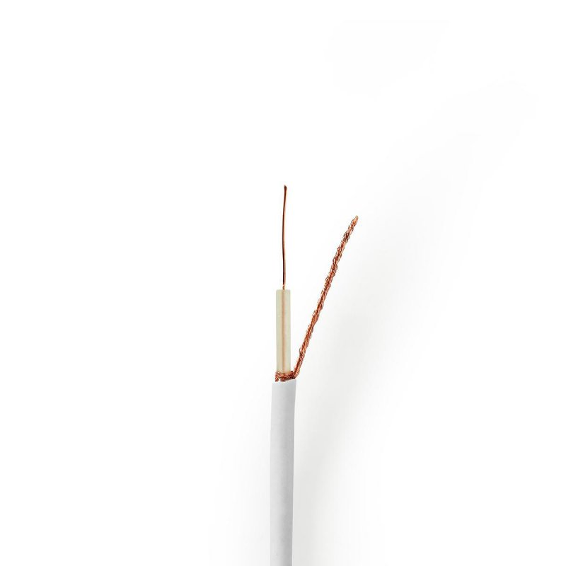 Koaxiální Kabel na Cívce | Mini Coax | 75 Ohm | 1x Stíněný | ECA | 10.0 m | Koax | PVC | Bílá | Role - obrázek č. 1