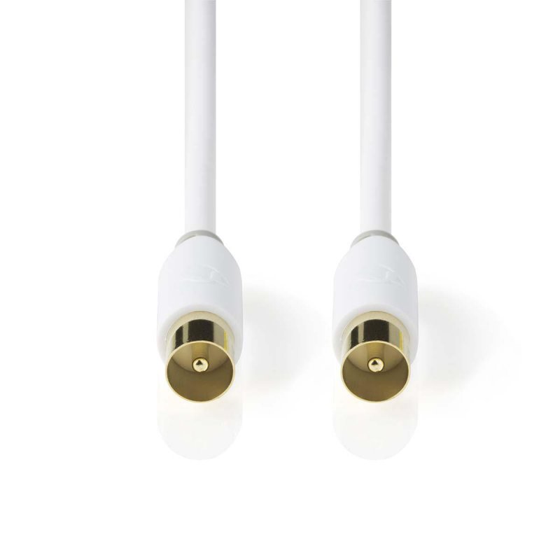 Koaxiální Kabel | IEC (Koax) Zástrčka | IEC (Koax) Zástrčka | Pozlacené | 75 Ohm | 1x Stíněný | 2.00 m | Kulatý | PVC | Bílá | B - obrázek č. 1