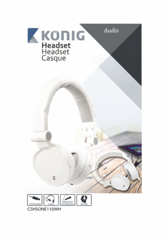 Headset Na Uši 3.5 mm Vestavěný mikrofon Bílá - obrázek č. 3
