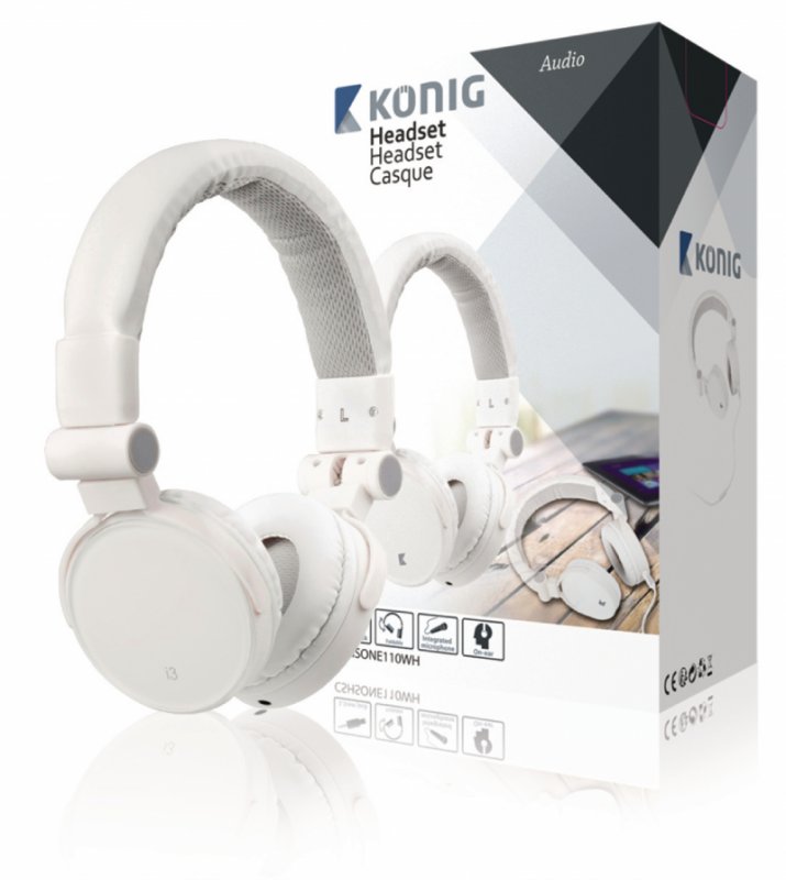 Headset Na Uši 3.5 mm Vestavěný mikrofon Bílá - obrázek produktu
