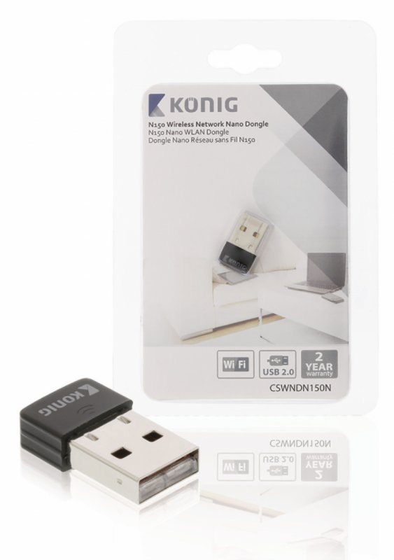 Bezdrátový USB Adaptér N150 2.4 GHz Wi-Fi Černá - obrázek produktu