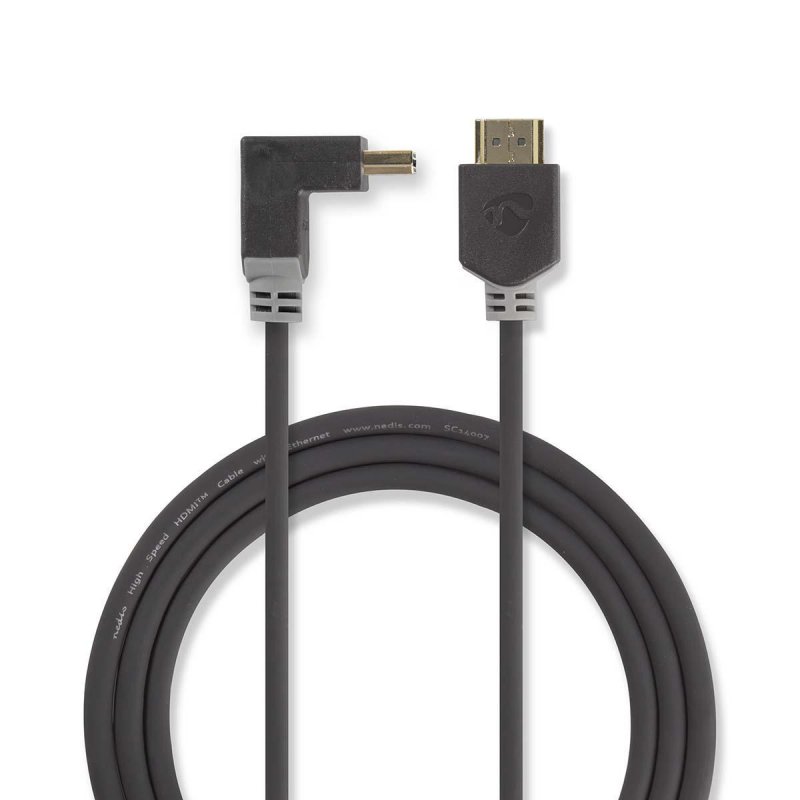 Kabel High Speed HDMI™ s Ethernetem | Konektor HDMI™ - HDMI™ Konektor Úhlový 90° | 2 m | Antracit - obrázek produktu