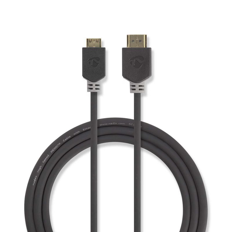 High Speed HDMI™ kabel s Ethernetem | Konektor HDMI ™ | HDMI ™ Mini Connector | 4K@60Hz | 18 Gbps | 2.00 m | Kulatý | PVC | Antr - obrázek produktu