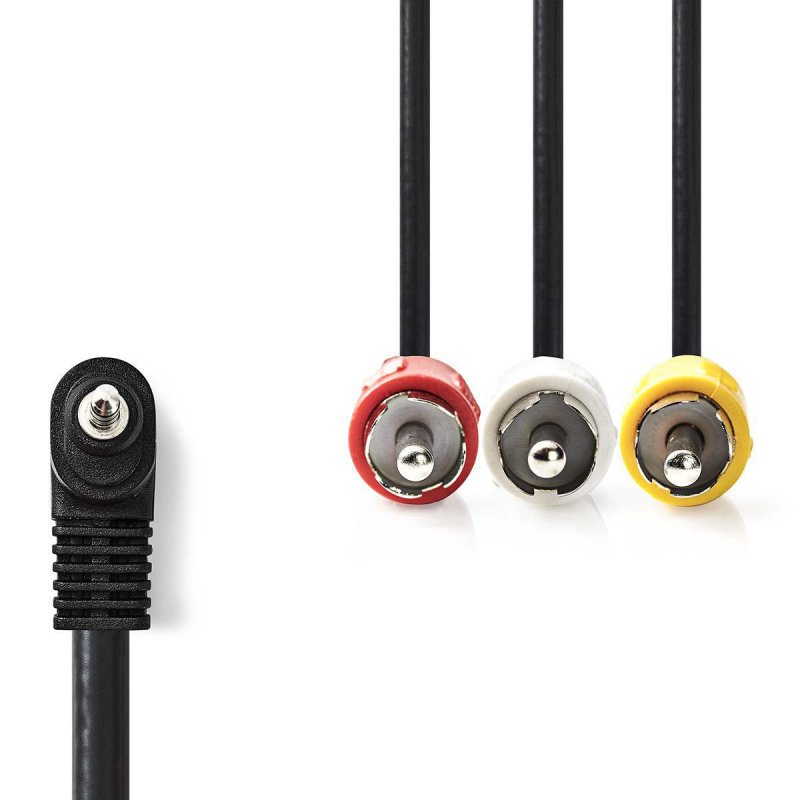 Audio Video Kabel | 3,5 mm Zástrčka | 3x RCA Zástrčka | Poniklované | 2.00 m | Kulatý | PVC | Černá - obrázek č. 1