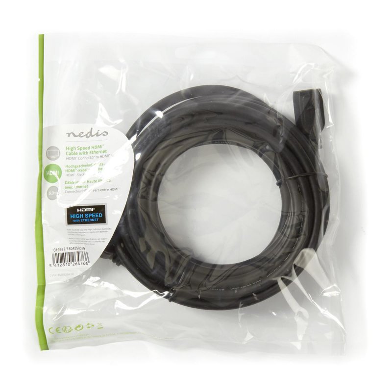 High Speed HDMI™ kabel s Ethernetem | Konektor HDMI ™ | HDMI ™ Zásuvka | 4K@30Hz | 10.2 Gbps | 5.00 m | Kulatý | PVC | Černá | O - obrázek č. 3
