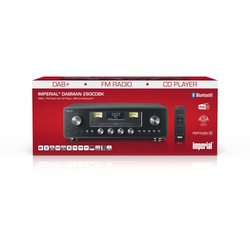 DAB+/FM Radio with CD Player, USB, Bluetooth and ASA function DABMAN280CDBK - obrázek č. 2