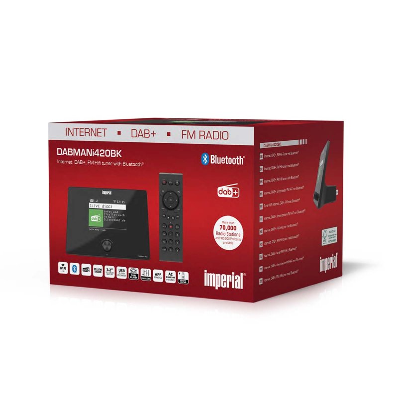 Kompaktní hybridní rádio (internet, DAB+, FM Hi-Fi tuner) s Bluetooth® DABMANI420BK - obrázek č. 4