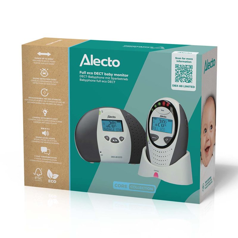 Dětská chůvička Full eco DECT s displejem Šedá DBX-88 LIMITED - obrázek č. 7