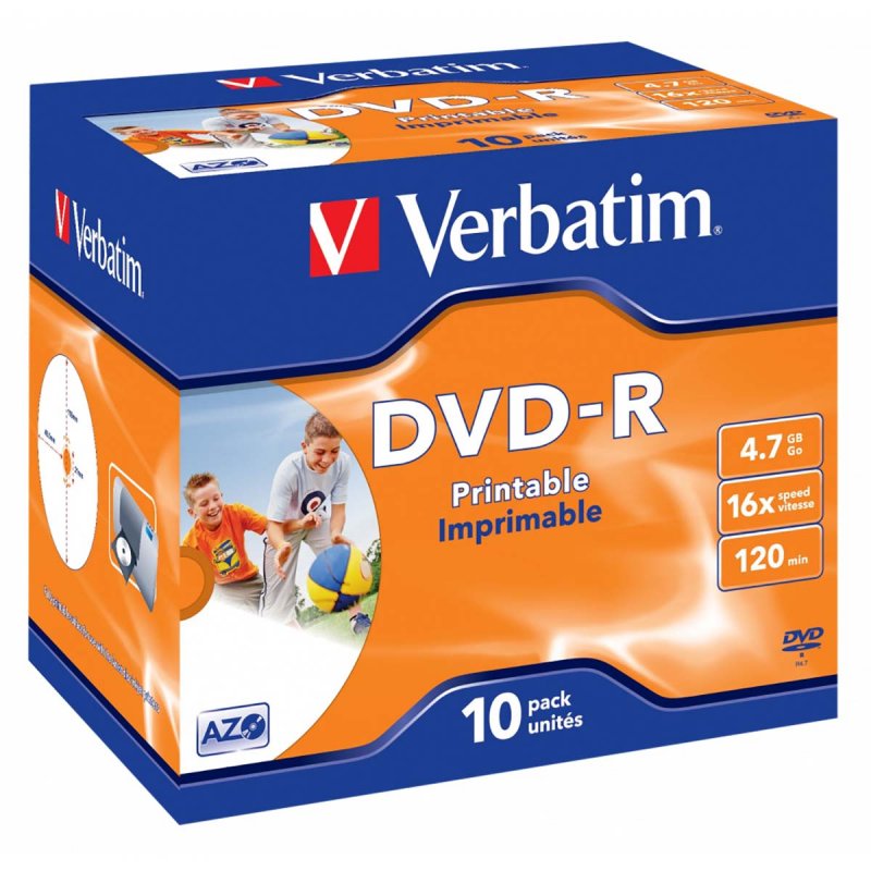 DVD-R 16x 4.7GB Printable 10 Pack Jewel Case - obrázek produktu