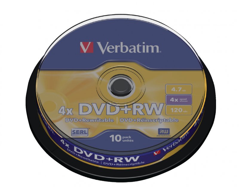 DVD+RW 4x 4.7GB 10 Pack Vřeteno Matné Stříbro - obrázek produktu